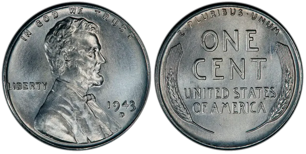 obverse and reverse of the 1943-D Repunched Mint Mark