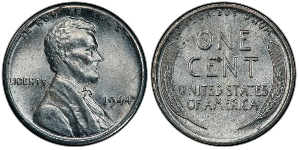 obverse and reverse 1944 Steel Cent